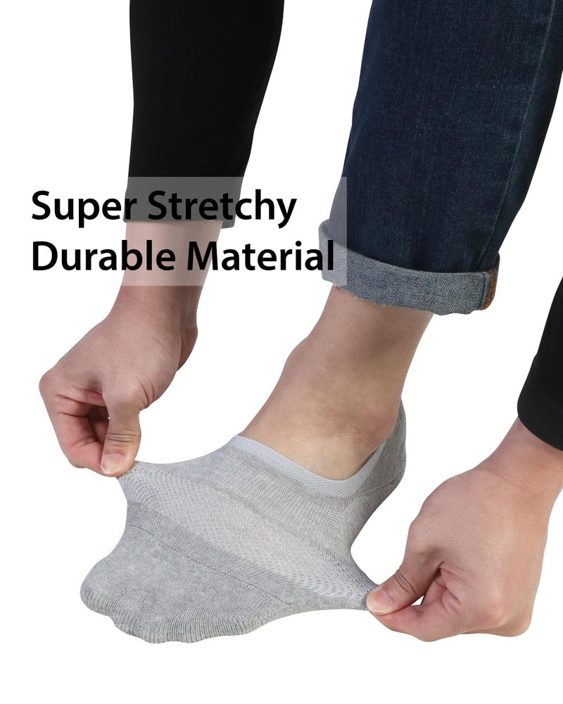 Pro Mountain No Show Socks Unisex Wide Toe Box For Health Y Heel Forefoot Size L Grey 4 Pack Cotton Cushion Footies Sneakers US Women 10-12 Men 9-11 - Image 3